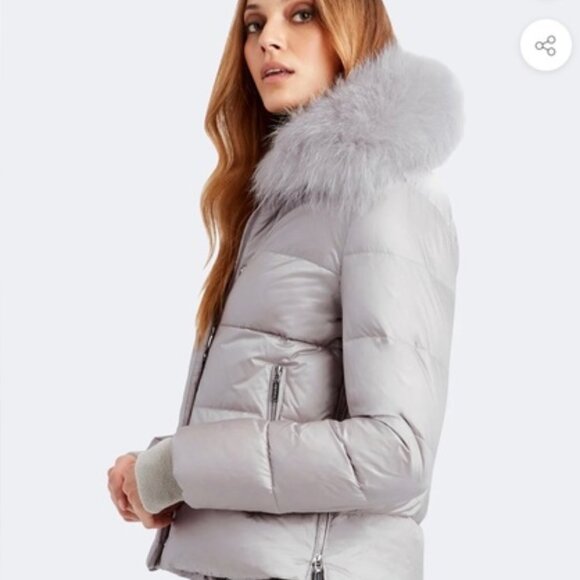 NWT 💖 DAWN LEVY Vera Ice Beige Shearling Puffer Jacket ~ SIZE XXL ✨ NWT - Picture 1 of 13